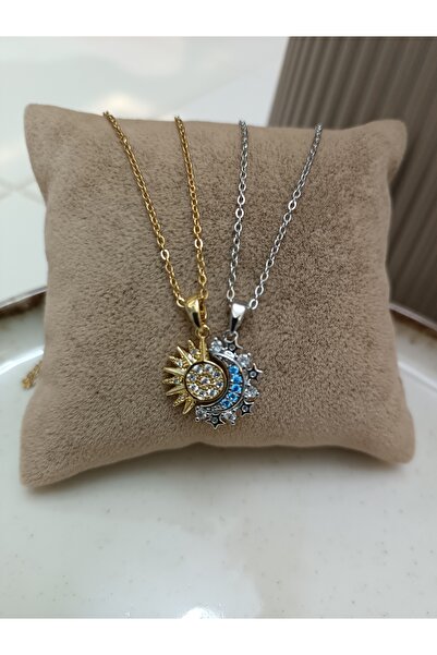 NAS fashion Çelik Mıknatıslı Ay Ve Güneş Kardeş Anne Kız Arkadaş Çift kolyesi