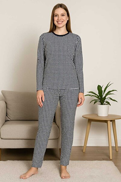 MİSS ADELLA Γυναικείο ΣΕΤ ΦΟΡΜΑΣ ΣΠΙΤΙΟΥ ΜΙΚΡΟ ΣΟΥΕΤ ΧΩΡΙΣ ΤΣΕΠΕΣ ΧΕΙΜΕΡΙΝΟ ΆΝΕΤΟ ΤΕΤΡΑΓΩΝΙΚΟ ΡΙΓΕΣ ΜΑΥΡΟ ΛΕΥΚΟ ΜΕ ΣΧΕΔΙΟ