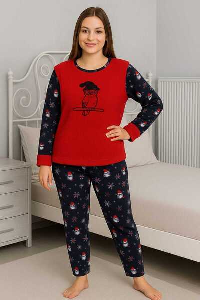 ANATOLIATEKSTILE Women's Warm Fleece Pajamas - Printed Pattern, Blouse + Pant...