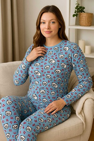 ANATOLIATEKSTILE Women's Warm Fleece Pajamas - Printed Pattern, Blouse + Pant...