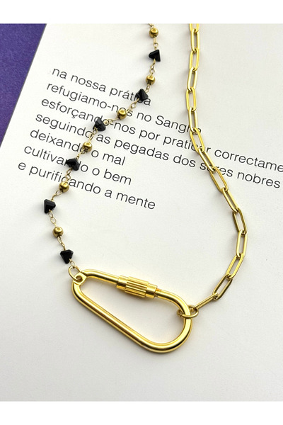 roshel Çelik Charm Kolye Zirkon Taşlı Özel Tasarım Ataç Zincirli Charm Takıla...