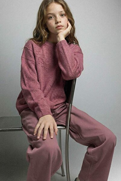 DeFacto Girl's Crew Neck Embroidered Knit Sweater G5926A825Wn