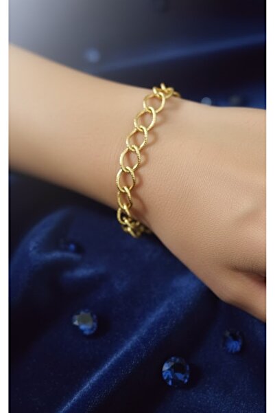 KANERUZ Gold Renk Büyük Halka Zincir Çelik Bileklik