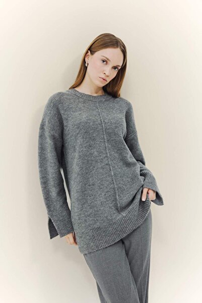 DeFacto Wool Blend Loose Fit Crew Neck Knitwear Sweater Tunic F4547Ax25Wn