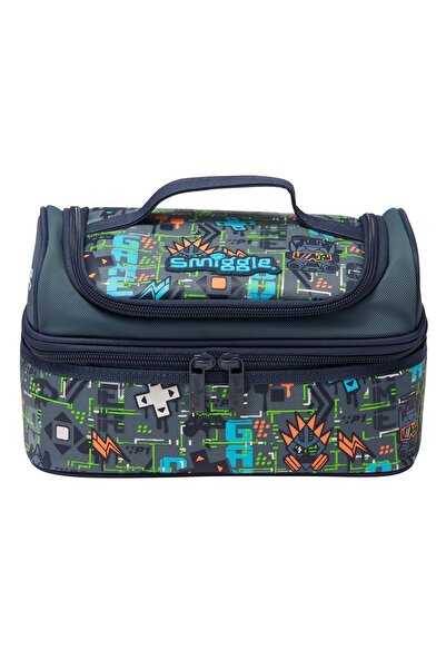 SMIGGLE Trailblazer Double Decker Lunch Box – двуслойна, термоизолирана, с геймърски мотив, сива