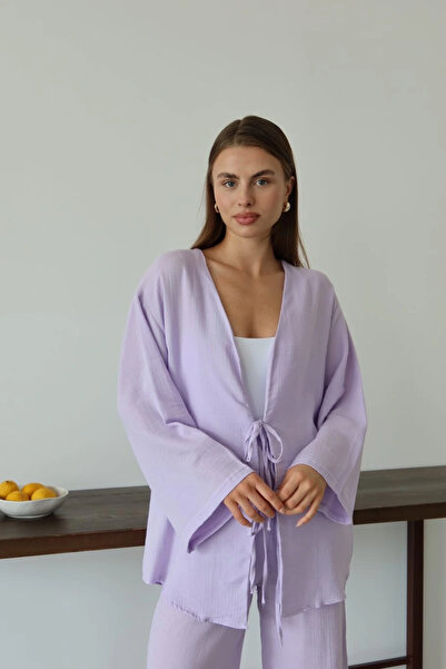 Butik Muslin Fabric Kimono Lilac Pt