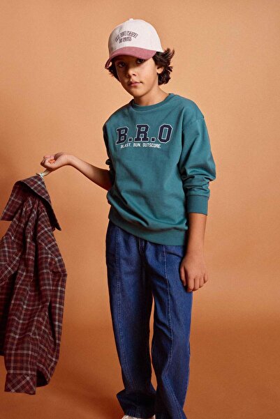 DeFacto Boy's 2-Piece Set Printed Sweatshirt Jean Pants G4680A825Wn