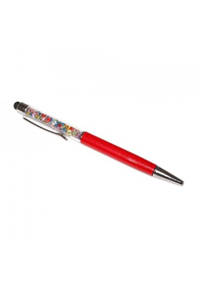 Universal Tablet Stylus touch pen with pen, decorated with mixed crystals, metallic, red