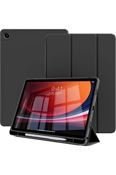 Cat - Cot حافظة لجهاز سامسونج جالاكسي تاب A9+/A9 بلس 11 بوصة 2023 - حامل أقلام، حامل ثلاثي الطي، ظهر من مادة TPU، لون Au