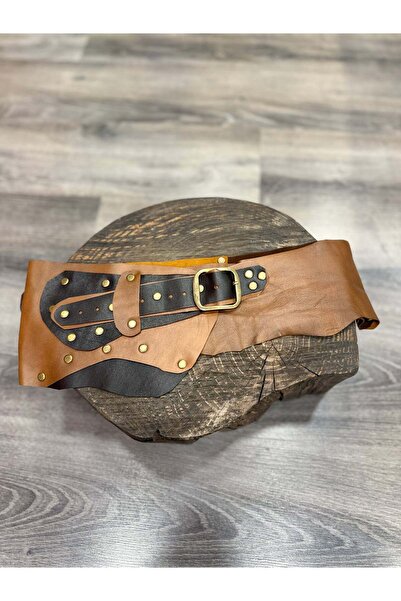 Yılday Gür Butik Handmade Saddle Brown Genuine Leather Belt, Western Design, ...