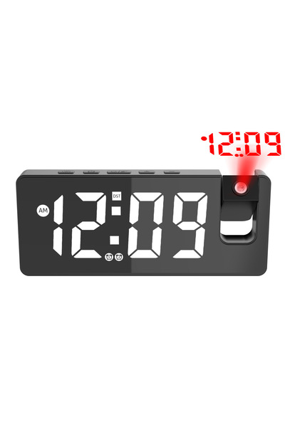 Arabest ساعة منبه إسقاطية متعددة الوظائف مع شاشة رقمية كبيرة بتصميم مرآة لغرفة النوم