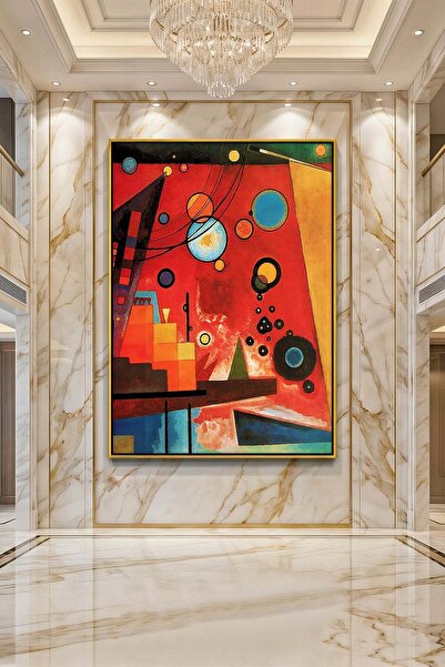 Wallivo Wassily Kandinsky Geometrik Kompozisyon Soyut Sanat Gold Metal Çerçev...