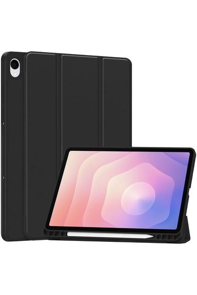 HYX جراب لهاتف Samsung Galaxy Tab S11 مقاس 11 بوصة، مصنوع من مادة TPU غير اللامعة مع فتحة للقلم - أسود