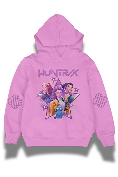 Fuddy Moda Детска суитшърт с качулка Huntrix Sleeve Print, унисекс суитшърт с качулка с мотив на ловец на демони от Kpop