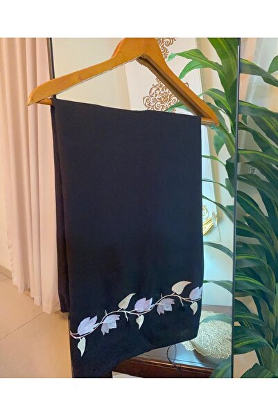 Veil Designer طرحة بيضاء بوال بقماش ياباني بتطريز رمادي المقاس : 60 * 190