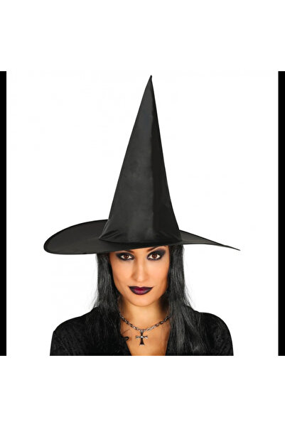Generic Brand Adult Boy Black Witch Hat and Long Black Witch Wig