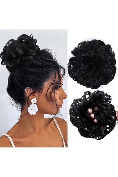 Trendpostiş Siyah Topuz Tokası Saçlı Lastikli Toka Dağınık Saç Topuzu