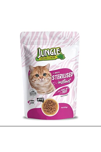 Jungle Jungle Moist Beef Cat Food for Neutered Cats 100g