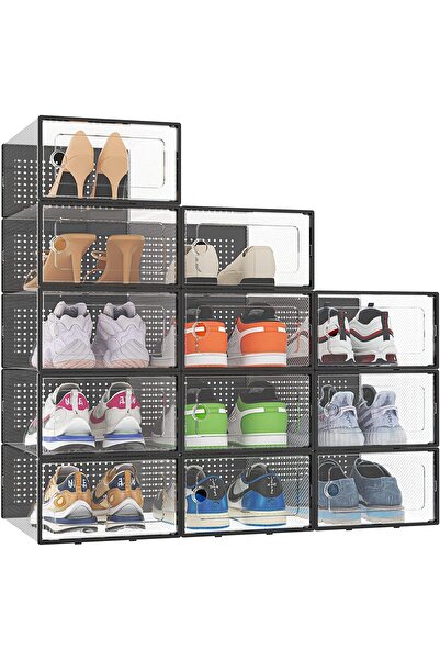 Arabest حاويات أحذية بلاستيكية شفافة قابلة للتكديس لتخزين الأحذية في الخزانة،...