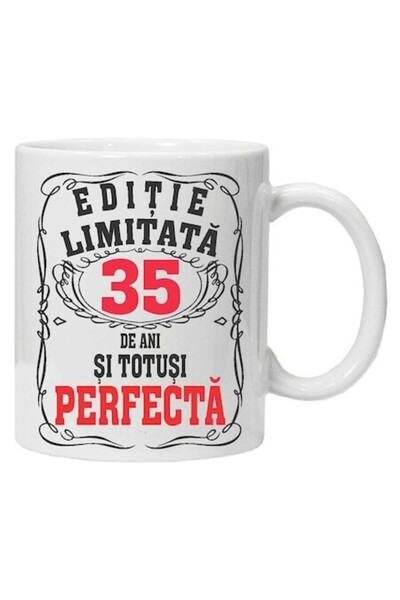 CRD PRINT Personalized mug with text "limited edition - perfect", 35 years, CRD PRINT, 330 ml, white
