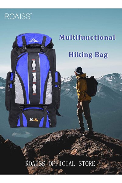 ROAISS حقيبة ظهر خارجية احترافية كبيرة السعة مقاومة للماء ومتعددة الوظائف للسفر والتخييم والمشي لمسافات طويلة وصيد الأسماك