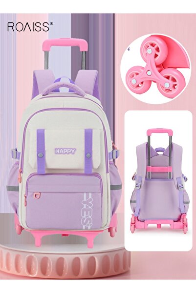 ROAISS حقيبة ظهر بعجلات للأطفال يمكنها تسلق السلالم مع 6 عجلات ذات سعة كبيرة ومقاومة للماء والتآكل