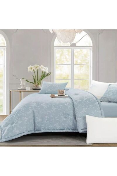 Reiashn Sidra Jacquard Bedspread, Sky Blue, 7 Pieces, Summer Double