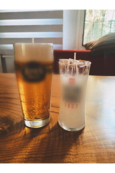 MUMEVİ Go_mumevi Bira & Rakı Görünümlü dekoratif Mum Ikili Set