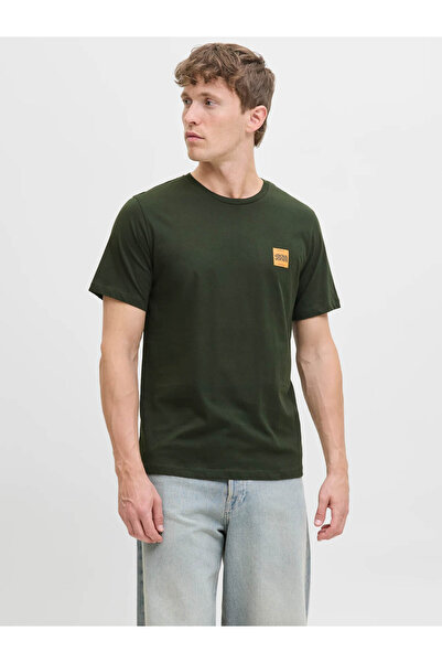 Jack & Jones Erkek Gögüs Minimal Logo Baskili Tisört - Brandy