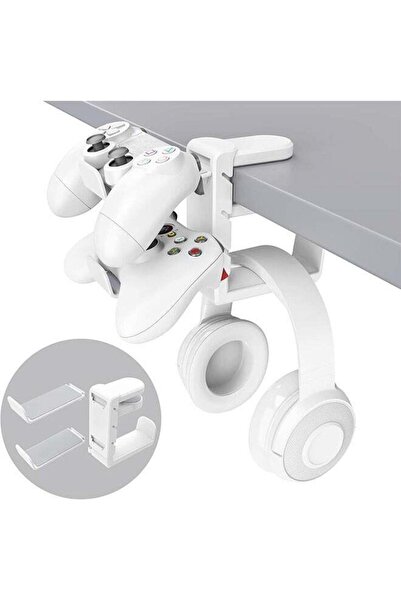 Saharaz حامل وحدة تحكم سماعة رأس للألعاب 3 في 1 - حامل سماعة رأس 2 حامل وحدة تحكم أبيض