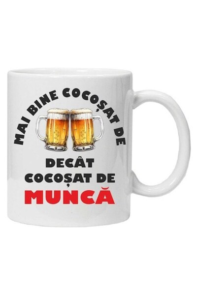 CRD PRINT Cană personalizată „Cocosat de muncă”, CRD PRINT, 330 ml, albă