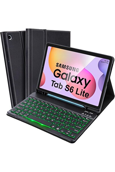 HYX حافظة لوحة مفاتيح بإضاءة خلفية لجهاز سامسونج جالاكسي تاب S6 لايت 10.4 بوصة (2024/2022/2020)، أسود