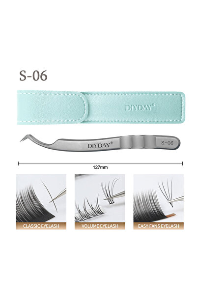 Choice4 ملقط فضي S-06 من DIYDAY، ملقط تمديد الرموش، ملقط حواجب دقيق من الفولا...