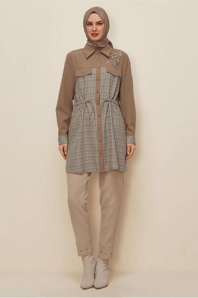 Alvina Plaid Tunic with Waist Tie 46176