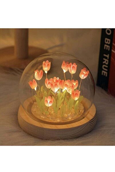 Saharaz مصباح ليلي على شكل زهرة توليب، مصباح زينة مصنوع يدويًا، لغرفة النوم، غرفة المعيشة، غرفة الأطفال (16 زهرة)