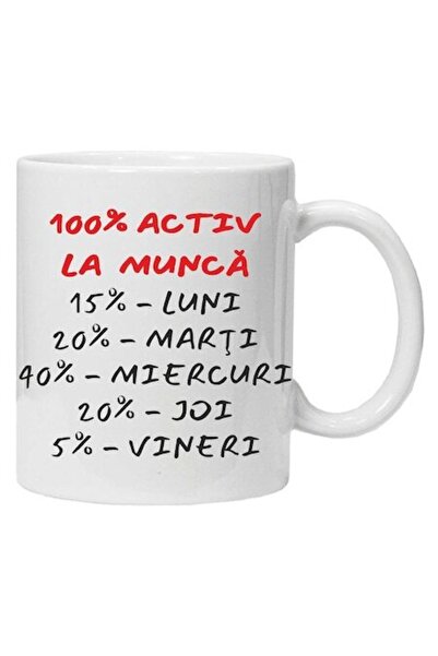 CRD PRINT Cană personalizată „100% Activ la locul de muncă”, CRD PRINT, 330ml...