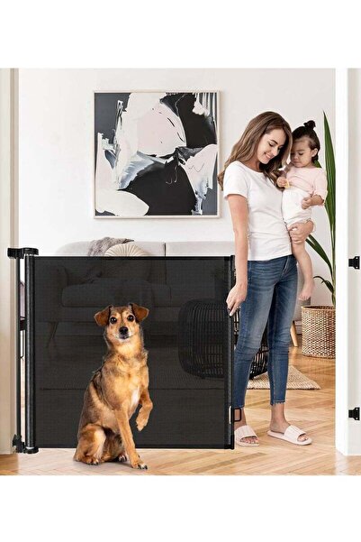 Saharaz بوابة أطفال قابلة للسحب، بدون حفر، قابلة للتعديل في العرض والارتفاع، بوابة للحيوانات الأليفة للمدخل والسلالم