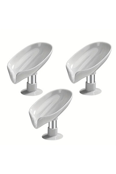 Choice 3 قطع من صناديق الصابون ذات التصريف الذاتي بتصميم أوراق الشجر الرمادية...