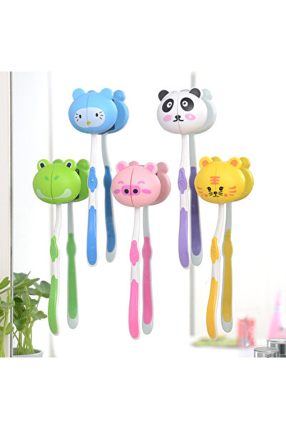 Choice حامل فرشاة أسنان عشوائي لطيف على شكل رأس حيوان كرتوني متنوع مع أكواب ش...