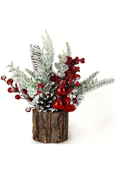 Choice شجرة عيد الميلاد الصغيرة الساحرة من قطعة واحدة مع التوت الأحمر وأقماع ...