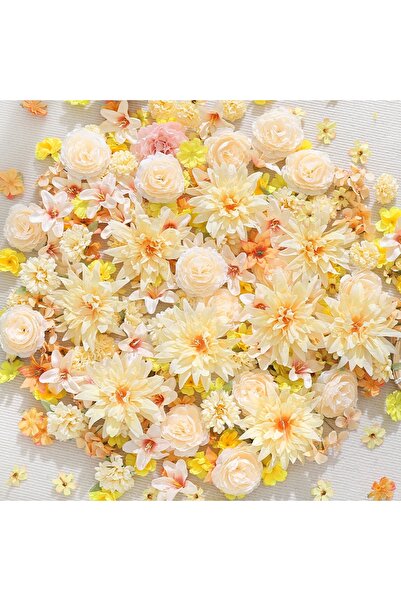 Choice 50 قطعة من رؤوس الزهور الاصطناعية الصفراء 3-10 سم، وردة صناعية من الحر...