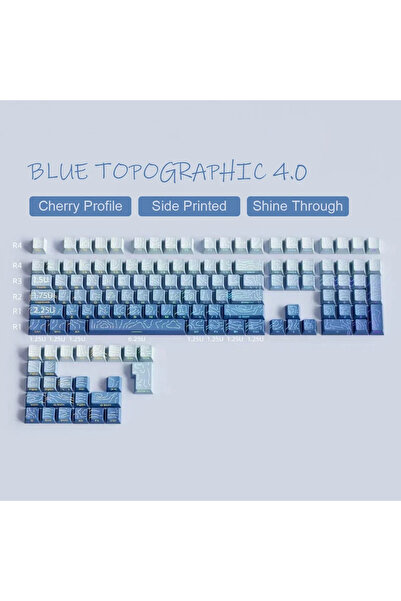 Choice 134 مفتاحًا أزرق أرجواني طباعة جانبية طبوغرافية لامعة من خلال غطاء الم...