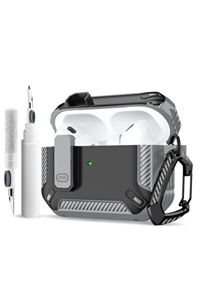 Choice حافظة AirPods Pro 3 باللون الرمادي مع قفل آمن لقلم AirPods Pro 3 مع مج...