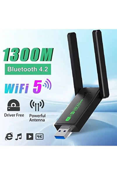 Choice black USB 3.0 WiFi Adapter 1300Mbps Wireless Receiver Transmitter Bluetooth 4.2 Network Card Dual Ba