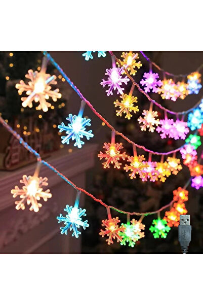 Choice سلسلة أضواء ندفة الثلج متعددة الألوان بطول 6 أمتار و40 مصباح LED، مزودة بمنفذ USB، وإضاءة شجرة عيد الميلاد، بتصميم جمالي