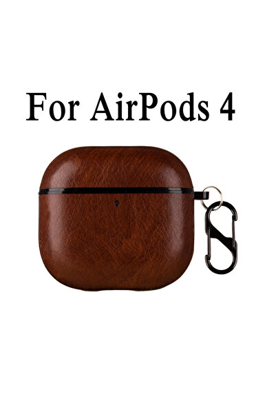 Choice حافظة جلدية PU بنية داكنة عتيقة لأجهزة AirPods 4 4th ANC 2024 مع قلم ت...