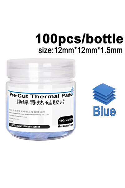Choice 100 قطعة من الوسادات الحرارية العازلة المصنوعة من السيليكون باللون الأزرق، مقاومة درجات الحرارة العالية، للوحة الأم ووحدة المعالجة المركزية ووحدة المعالجة المركزية