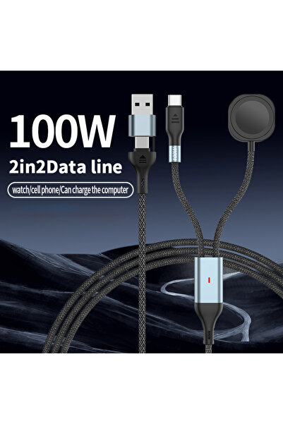 Choice كابل ساعة 2 في 2 محمول 3 في 2 USB + Type C مغناطيسي للساعة شاحن لاسلكي...