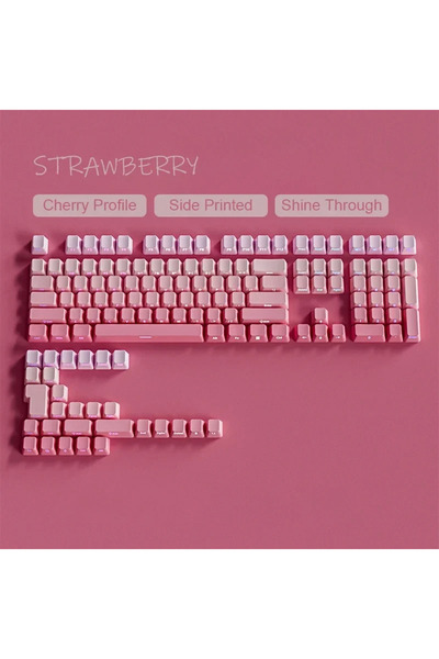 Choice Strawberry(opp bag 133 Keys Double Shot Shine Through Keycaps Strawberry Pink Side Print PBT Keycaps