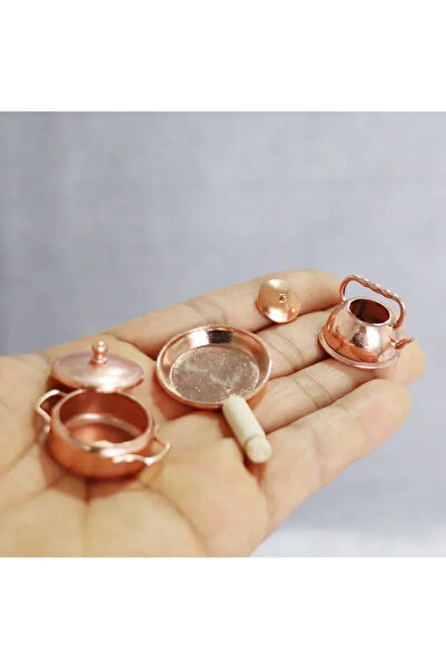 Choice 3 قطع/مجموعة 1:12 دمية مصغرة برونزية مقلاة طبخ وعاء غلاية أدوات طهي مط...